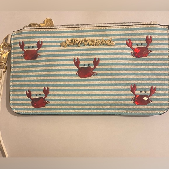 Betsey Johnson Crab jeweled striped wristlet - Picture 2 of 9